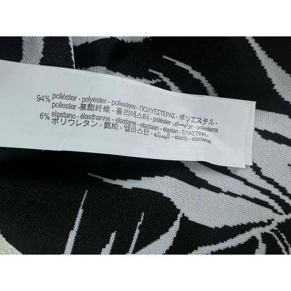 ZARA Matching Set High Waist Flare Pants and Top B&W Plam Print Jacquard Size M - Picture 13 of 13